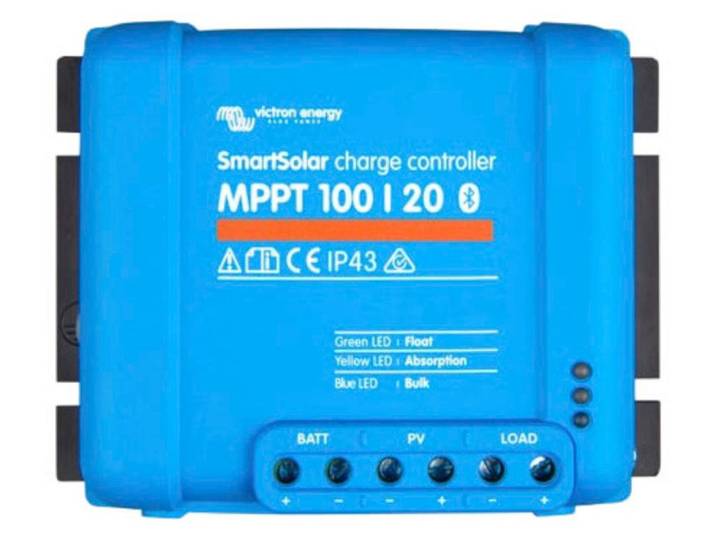 Solarladeregler VICTRON ENERGY MPPT Victron SmartSolar 100/20 bis 48V , blau, B:10cm H:11,3cm T:6cm, Spannungsregler, Solarladeregler, Leistung maximal in Watt: 290 / 580 / 1160