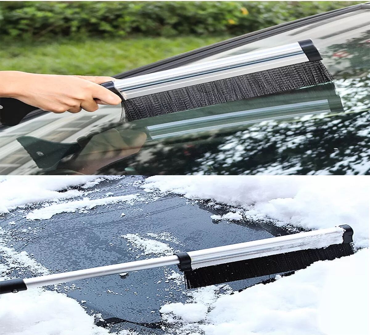 INF Multifunktionale, ausziehbare Schneeschaufel - Auto-Eiskratzer & Schneeräumwerkzeug