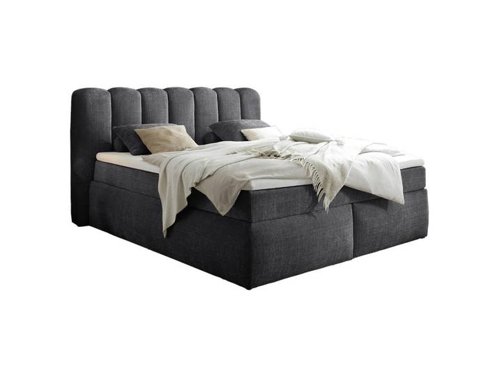Boxxx Boxspringbett, Anthrazit, Kunststoff, H3 + H4, 7-Zonen, Höhe ca. 18 cm, 180x200 cm, Matratze, gepolstertes Kopfteil, Topper durchgehend, Wendematratze mit unterschiedlichen Härtegraden, Kingsize, Schlafzimmer, Betten, Doppelbetten