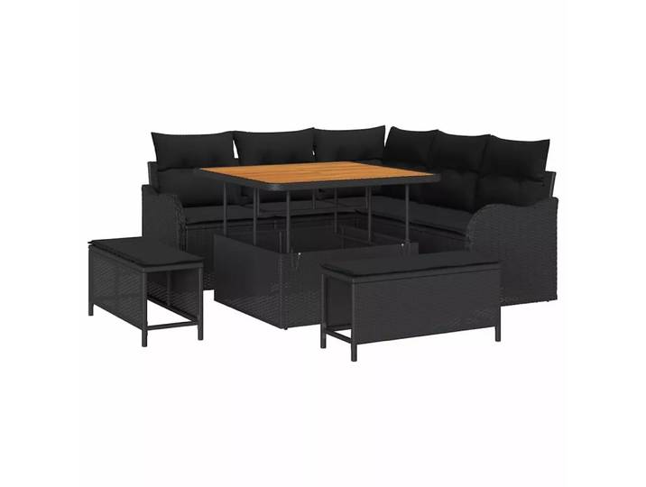 VidaXL - Gartenset poly-rattan, One Size, Schwarz