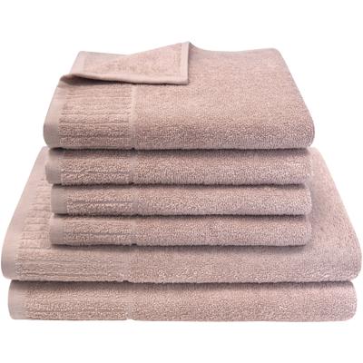 Handtuch Set DYCKHOFF "Bridge", rosa (rose), 6 Stk., Walkfrottier, Walkfrottier, Obermaterial: 100% Baumwolle, Handtuch-Sets, 4 Handtücher (50x100cm), 2 Duschtücher (70x140cm)