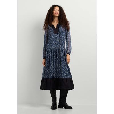 Midikleid PEPE JEANS "midi dress HARMONY DRESS", Damen, Gr. M, Normalgrößen, steel blau, 100% Polyester, Kleider Midikleid