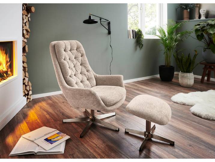 Bequemer Relax-Sessel mit Hocker, Beige