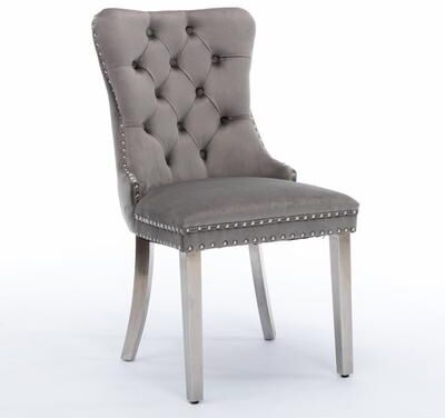 TOP_RATED Contemporary Solid Wood Dining Chairs Kitchen Accent Chairs in Gray