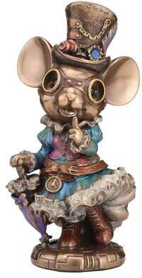 Unicorn Studio 5.51 in H Steampunk Lady Mouse Figurine Poly Resin