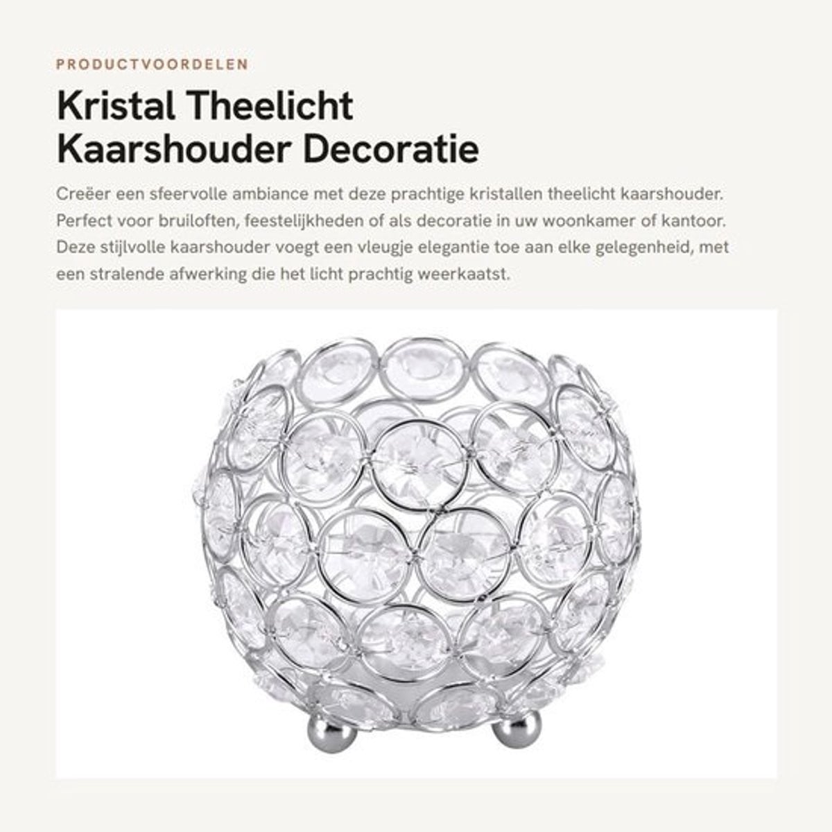Dailygoods Kristallen Theelichthouder voor Decoratie