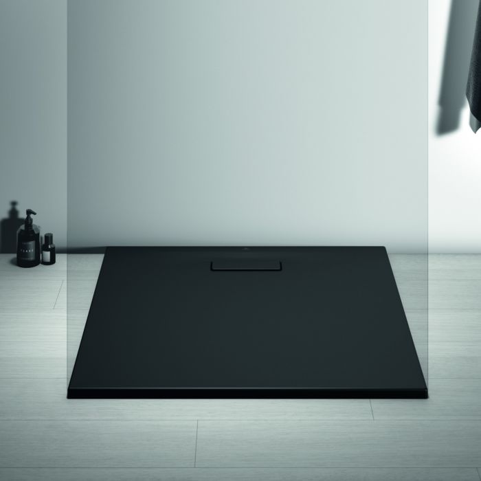 Ideal Standard Flat New Duschwanne T4467V3 900x900x25mm, Schwarz, Silk Black