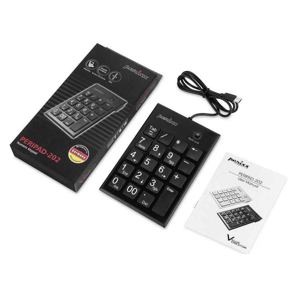 Perixx PERIPAD-202C Nummernblock kabelgebungen USB-C mit 2x USB 2.0 Hub USB-A (Ohne Tastaturlayout, Kabelgebunden) (PERIPAD-202C)