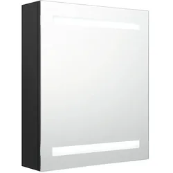 Helloshop26 - Wandhängender Badezimmerschrank mit LED-Spiegel 50 x 14 x 60 cm mit moderner Beleuchtung und 3 Ablagen aus schwarzem