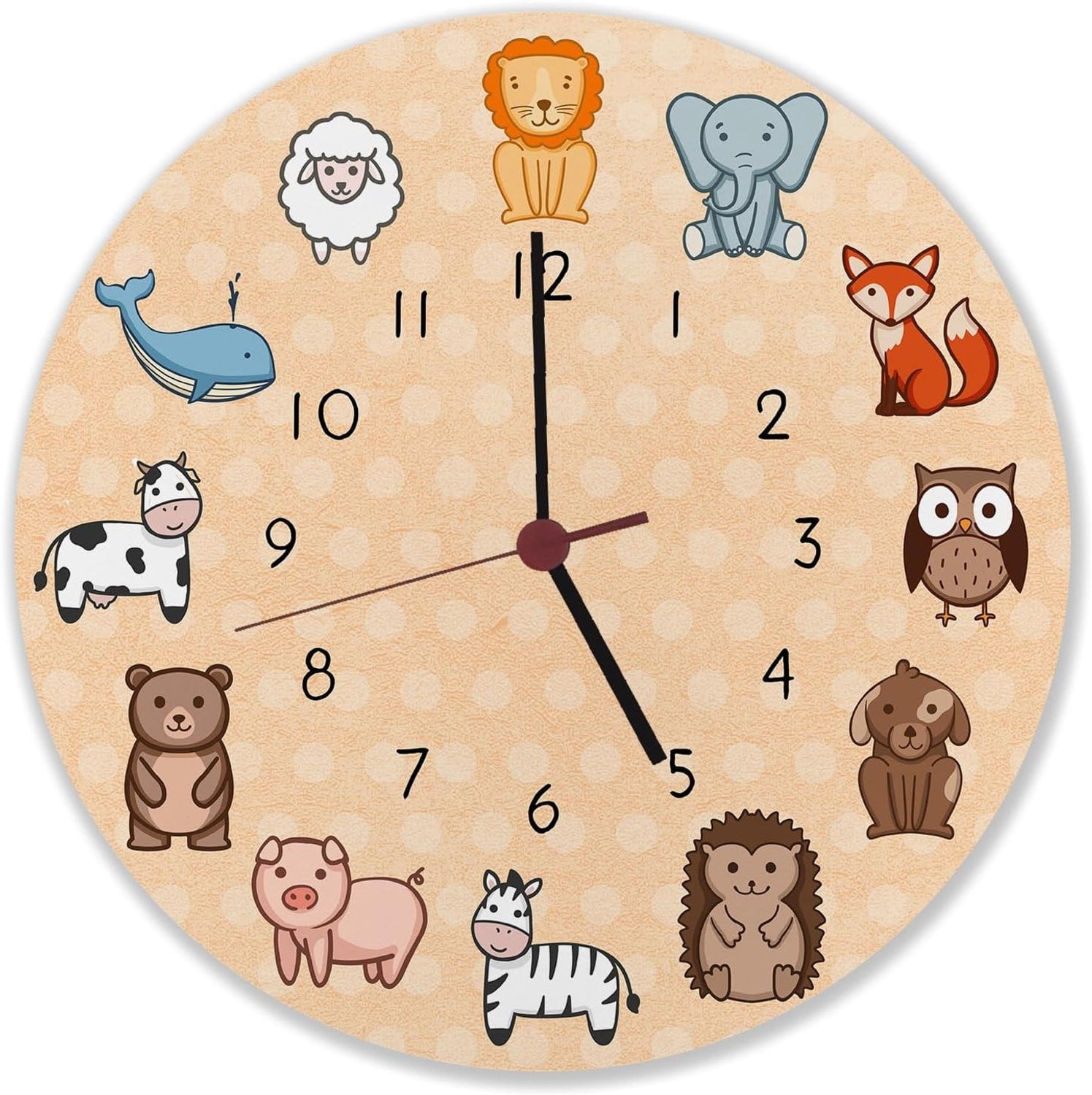 Luxento Kinderklok met schattige dieren - Analoge wandklok voor de kinderkamer