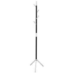 PROREGAL Schicker minimalistischer Garderobenständer mit 4 Aluminiumhaken | Höhe 180cm | Schwarz, Haken Weiß