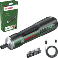 Akkuschrauber PushDrive 3,6Volt grün, mit 10-teiligem Schrauberbit-Set