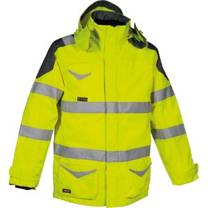 COFRA Arbeitsjacke PROTECTION Parka mit trennbarer Innenjacke, Warnschutzjacke, gelb, wasserdicht, Größe M / 50