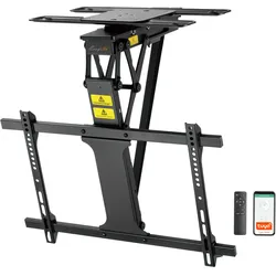 EasyLife - TV Deckenhalter Smart Home elektrisch drehbar und schwenkbar 32 bis 75 Zoll, VESA bis 600x400 (schwarz)