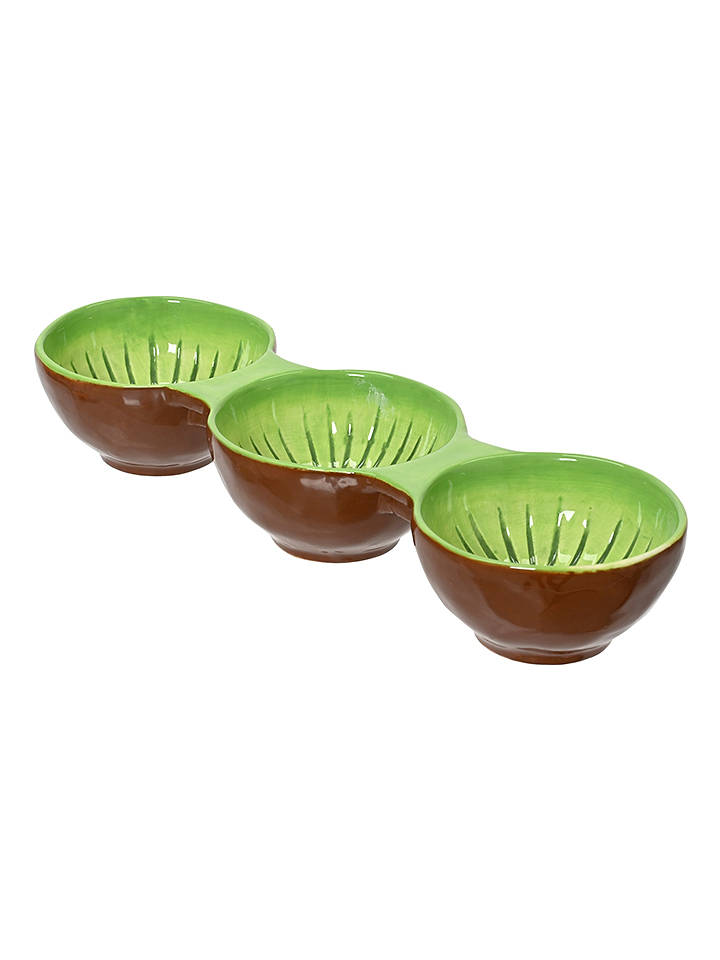 Kaeming Serviergeschirr in Grün/ Braun - (B)30 x (H)5 x (T)9,5 cm - onesize