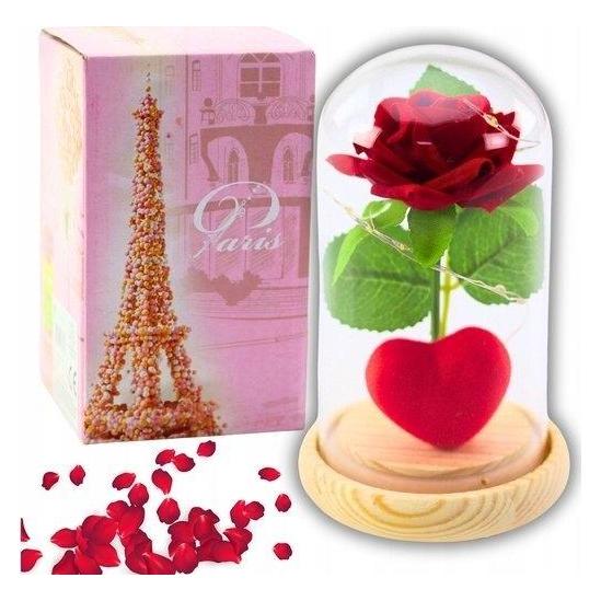 Lean Toys Ewige Rose im Glas mit LED-Beleuchtung, rot (21300)