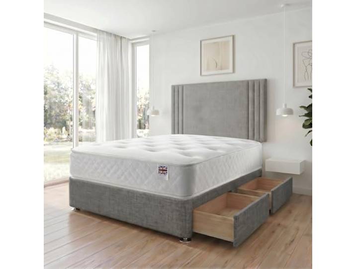 Bed Centre Manhattan Diwan-Set aus Memory-Schaumstoff, mit Matratze, 2 Schubladen (auf der gleichen Seite) und Kopfteil (Einzelbett (90 x 190 cm))
