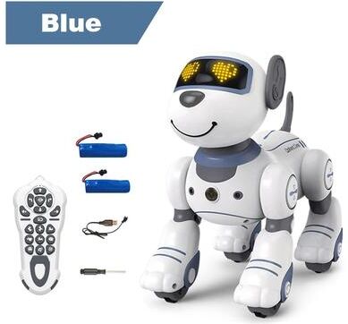 Uplift Treasures Smart RC Robot Dog Toy For Kids With Dancing Stunts & Interactive Remote Control blue (2 Battery)