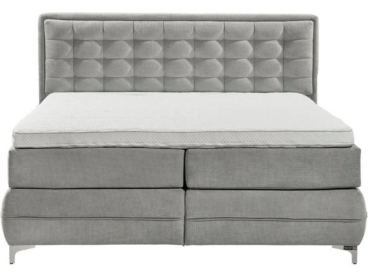 Musterring Boxspringbett Dubai, Winkelfuß in Chrom, 3 Härtegrade, Kopfteil in Kassettensteppung