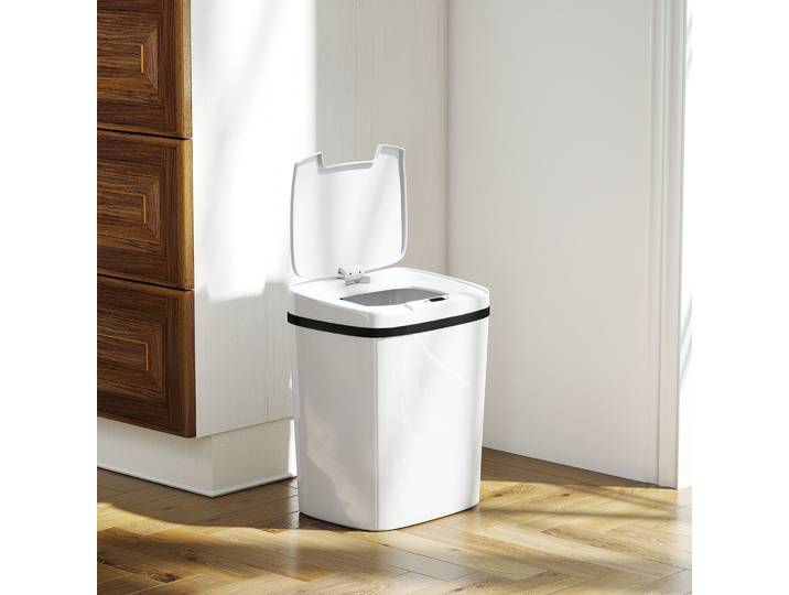 HOMCOM Poubelle Automatique 15L Capteur Mouvement Blanc