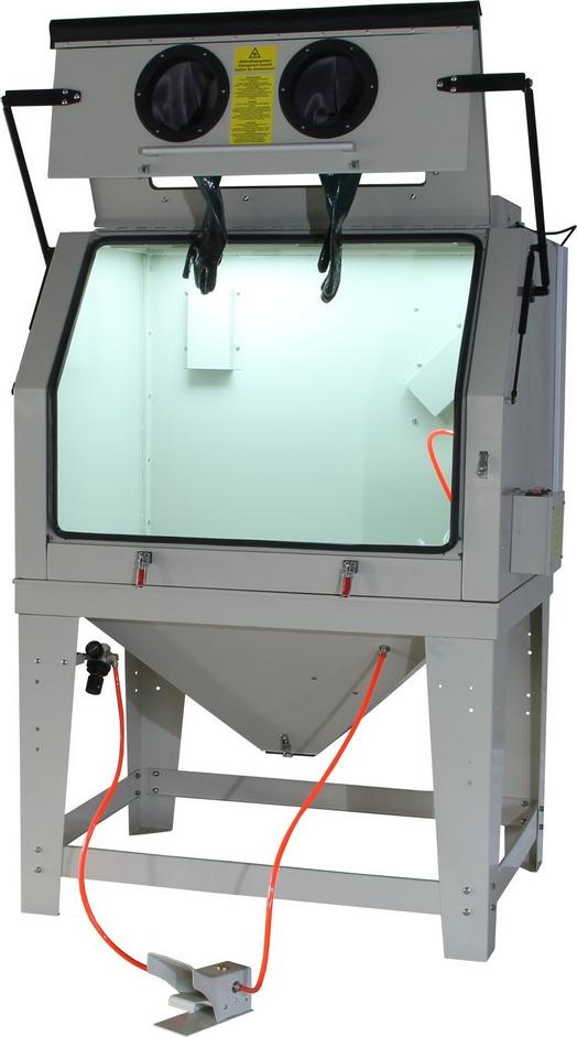 Sandstrahlkabine 990l Sandstrahlgerät mit Fußpedal Sandstrahler 990 Liter mit Absaugung und Beleuchtung