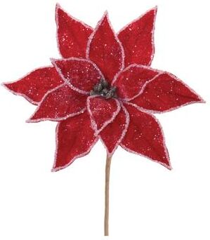 Melrose International Glittered Poinsettia Flower Stem (Set of 2)
