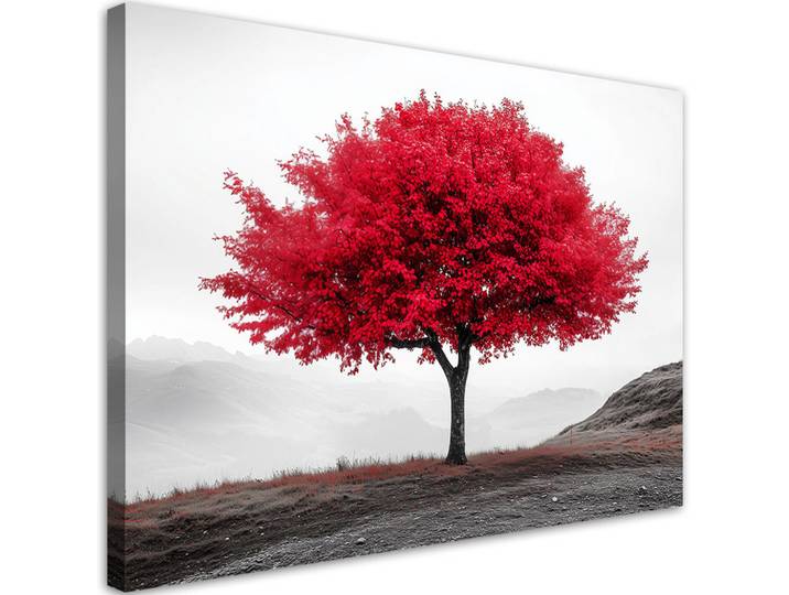 Feeby Leinwandbild Rote Baumlandschaft 90x60cm, Baum/Pflanze/Natur, Rechteckig, 90x60 cm, Bilder & Rahmen, Bilder, Leinwandbilder
