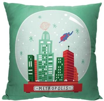 Wb Dc Justice League Metropolis Globe Printed Throw Pillow by The Northwest in O