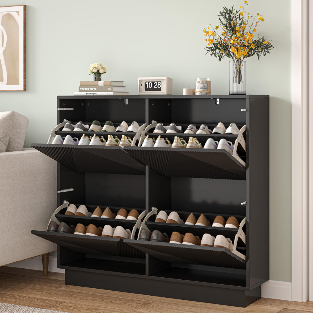 Latitude Run 24 Pair Flip Down Shoe Storage Black 24
