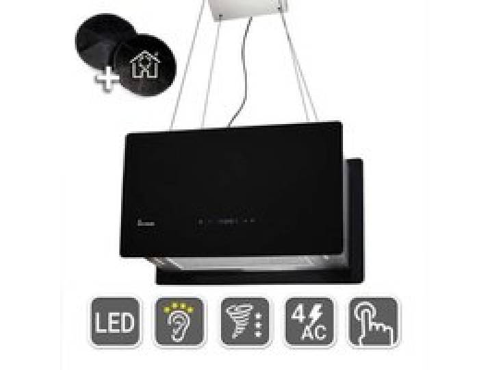 KKT KOLBE / Hotte Îlot / Hotte aspirante / 60cm / acier inoxydable / verre noir / Opération tactile / CUBE60S
