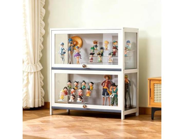 Vertikale Vitrine, Ausstellungskasten, Sammlungsregal, Aufbewahrung 5 Unabhängige Ebenen Mit Klapptüren, Glatte Oberfläche, Zum Schutz Von Charakterfiguren, Sammelspielzeuge, Wohnzimmer&Studio