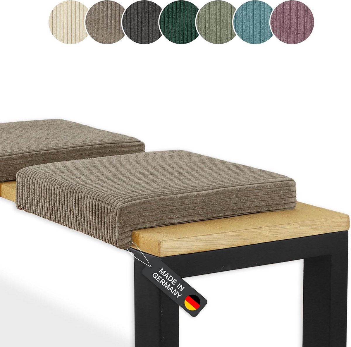 Comfortabel Corduroy Bankkussen met Klem, Extra Dik, Taupe