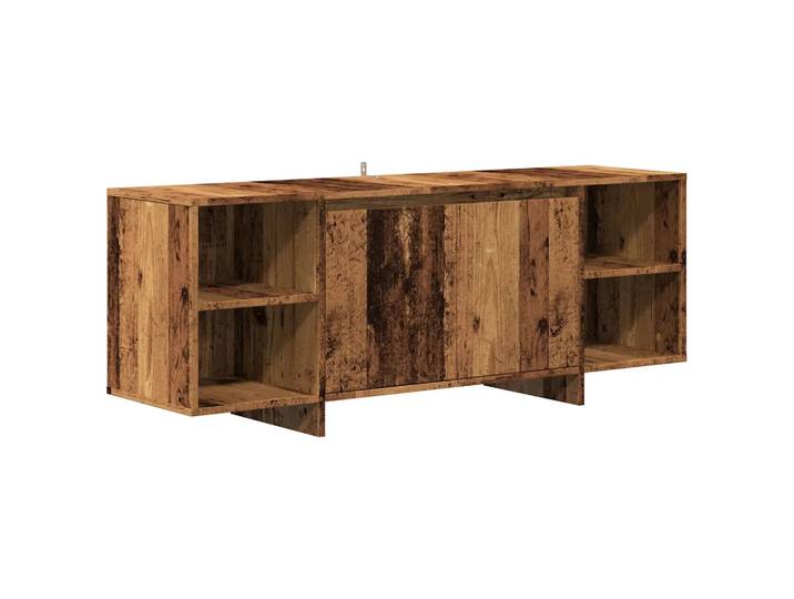 Meuble Tv Design Épuré 130 X 35 X 50 Cm Grand Espace De Rangement Ambiance Cosy En Bois D'Ingénierie Vieux Bois