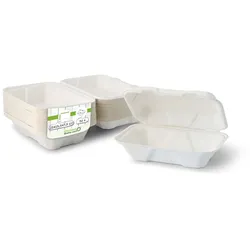 greenbox - Take-away Boxen aus Zuckerrohr 23 x 15,5 x 7,5 cm, rechteckig, 50 St.