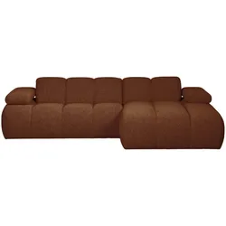 Chaiselongue Mojo Bouclé-Stoff, modern und flexibel, rostbraun, rechts, verstellbare Armlehnen