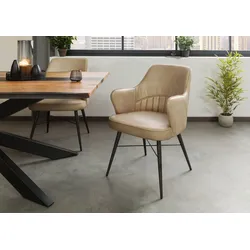 Stuhl Echtleder 55x62x84 beige IRON LABEL #130