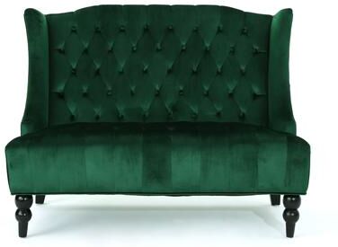 GREATPLANINC Vintage Wingback Loveseat, 2 Seater Upholstered Sofa, Tufted Button Design Sofa Chair, Small Sofa for Living Room, Bedroom