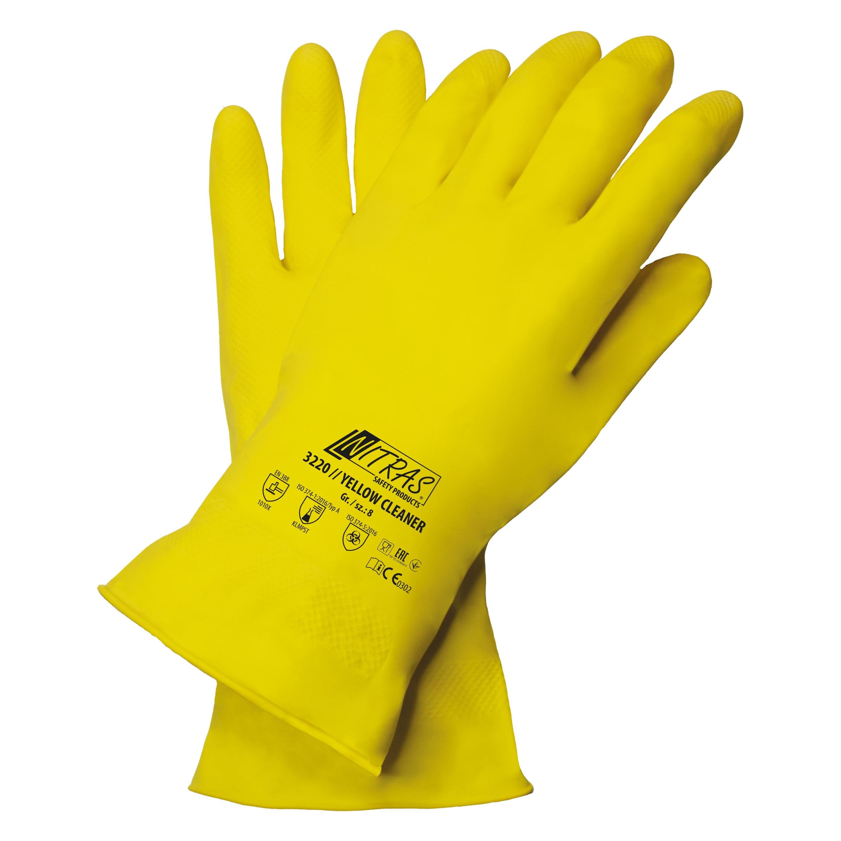 Nitras YELLOW CLEANER, Chemikalienschutzhandschuhe, Latex, gelb (Farbcode: 4300), Länge 30 cm, velou (9) (3220-9)
