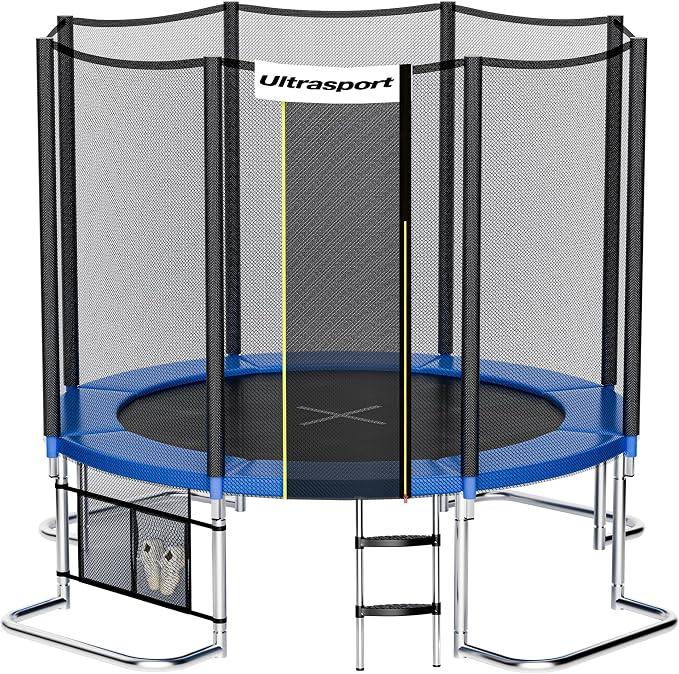SICHERSTE Trampolin Outdoor Kinder Ø180/244/305/366/430 cm bis 150 KG I Leise Gummiseilfederung I Komplettset mit Sicherheitsnetz (All in) viel Zubehör I Gartentrampolin I Gefahrlos