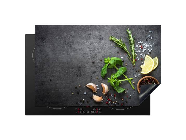 HERDABDECKPLATTE Limette - Kräuter - Gewürze - Grün - Grau - Beton Abdeckung Ceranfeld 81.2x52 cm