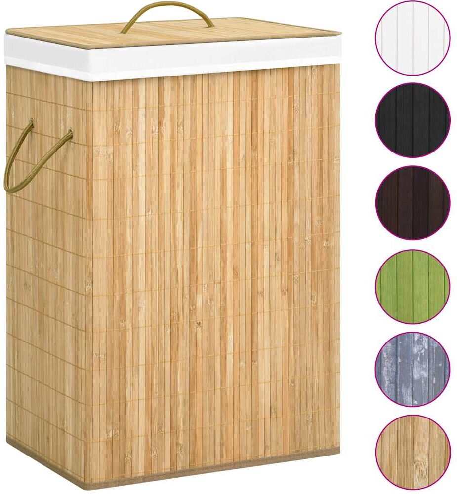 vidaXL Panier à linge avec 2 sections bambou 72 L