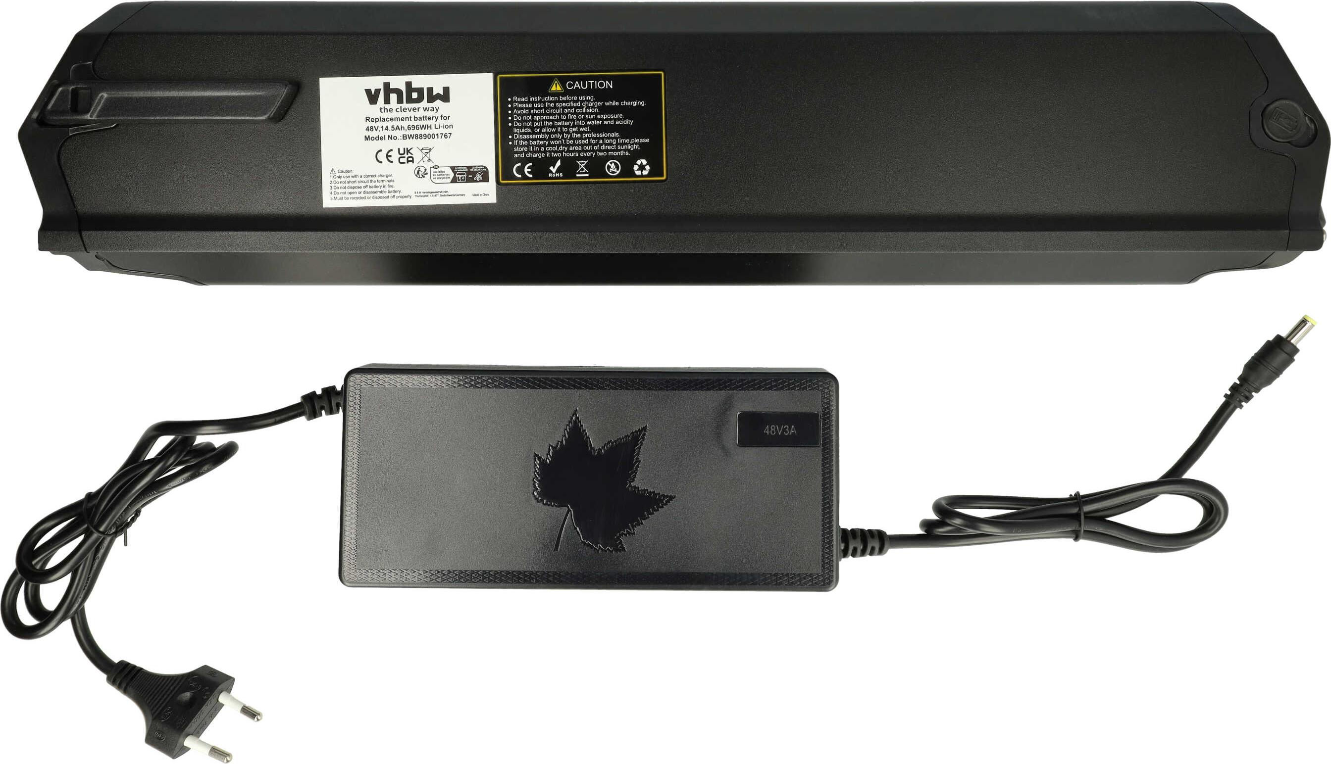 vhbw Akku kompatibel mit NCM Venice+ E-Bike (14,5 Ah, 48 V, Li-Ion, inkl. Ladegerät) -