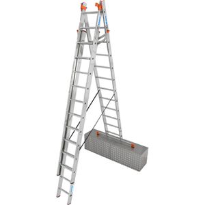 Krause Mehrzweckleiter Monto Tribilo, 129789, 3-teilig, Treppenleiter, mit 3 x 12 Sprossen