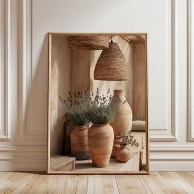Uplift Essentials Mediterranean Minimalist Olive Tree & Pottery Canvas Art style 13 16 X 24 In
