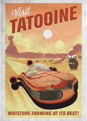 Uplifted Finds "Tatooine ""Binary Sunrise"" Archive   G Galactic Propaganda Retro Poster   Executive Studio & Cinema Sanctuary Decor 30 X 40 Cm 2"