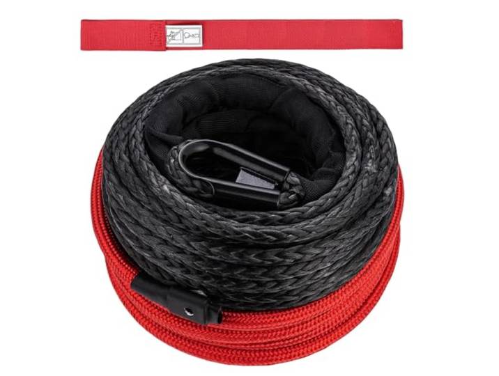 Kettenzüge 11mm x 25m 25500LBs mit Schutzhülle und Sicherheitszuggurt für ATV UTV SUV Truck (schwarz)