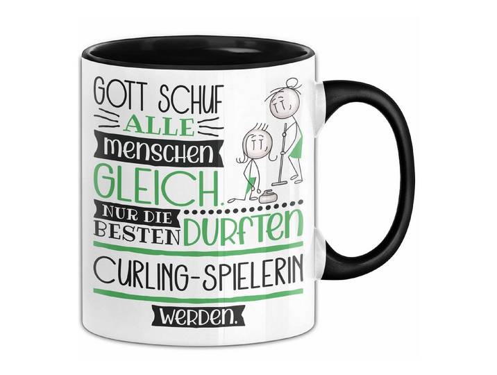 Trendation Tasse Curling-Spielerin Geschenk Becher Tasse Gott Schuf Alle Menschen Gle