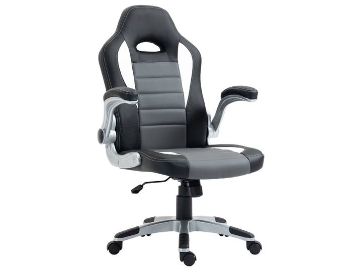HOMCOM chaise de bureau accoudoir réglable en hauteur 120kg 65x69x112-122cm Gris