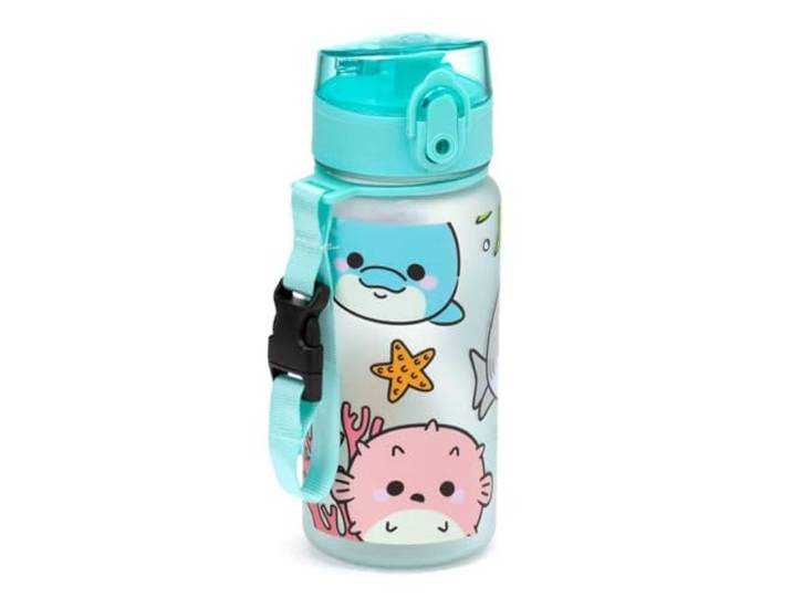Onbreekbare drinkfles voor kinderen met opening en drinkfles, 350 ml, zeedieren - schattige dieren