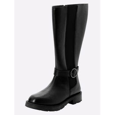 Weitschaftstiefel SHEEGO, Damen, Gr. 39, Leder, XL-Schaft, schwarz, Schuhe Weitschaftstiefel